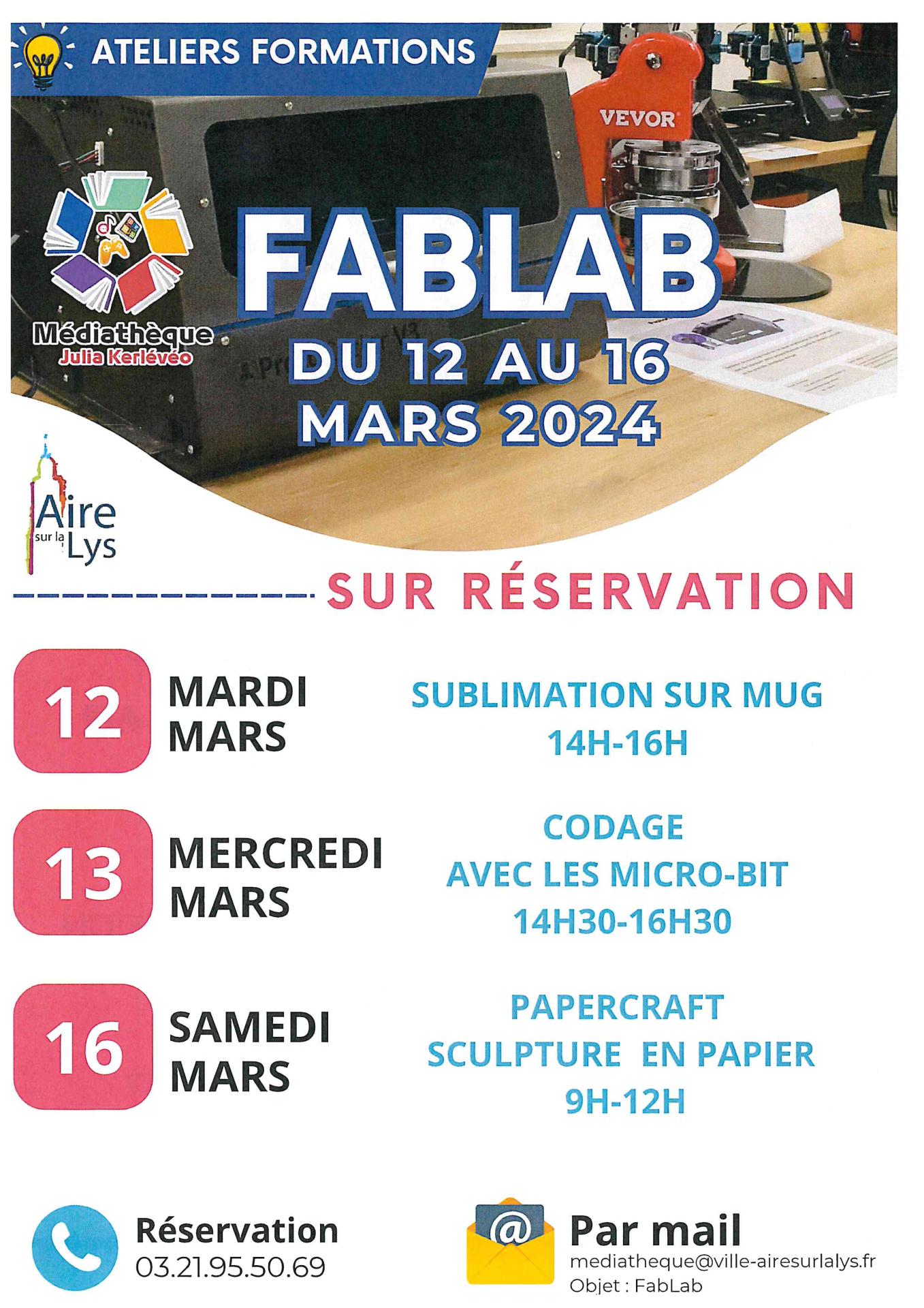 Ateliers formations mediatheque aire sur la lys