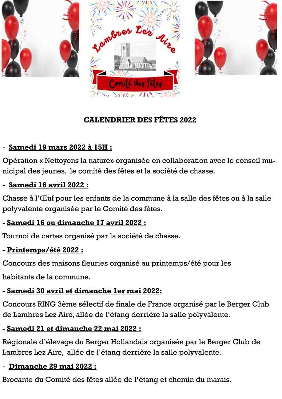Calendrier des fe tes 2022 1