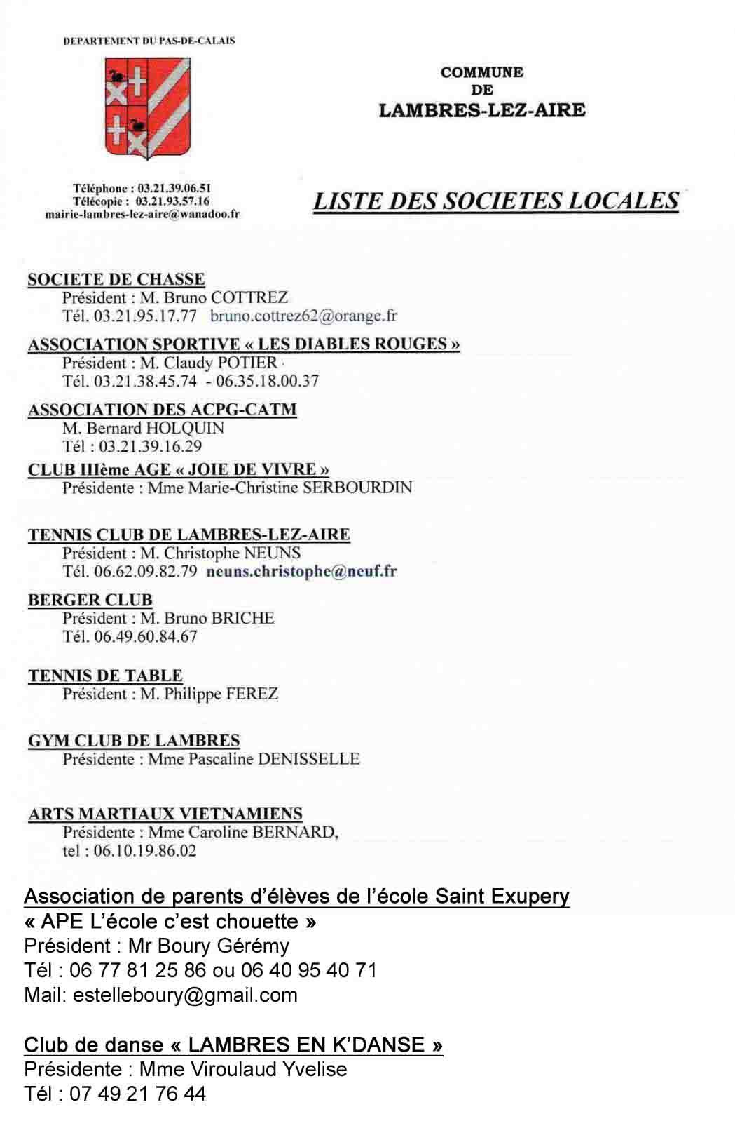 Liste associations municipales lambres 3