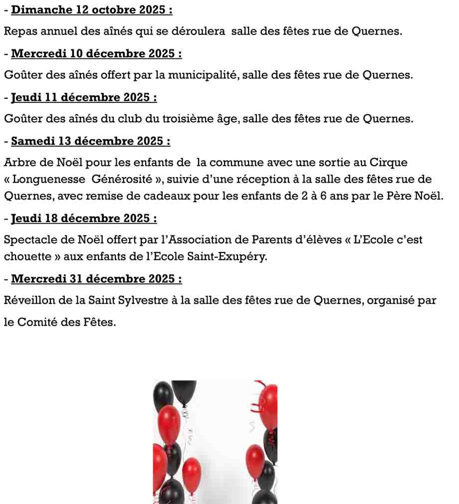 Calendrier des fetes 2025 10