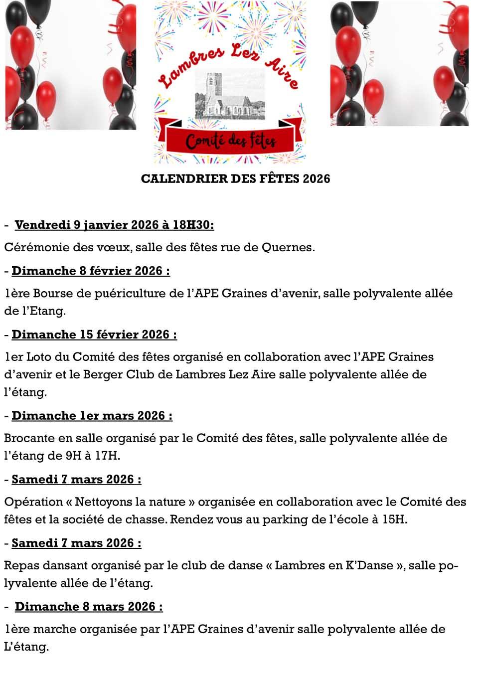 Calendrier des fetes 2026 1