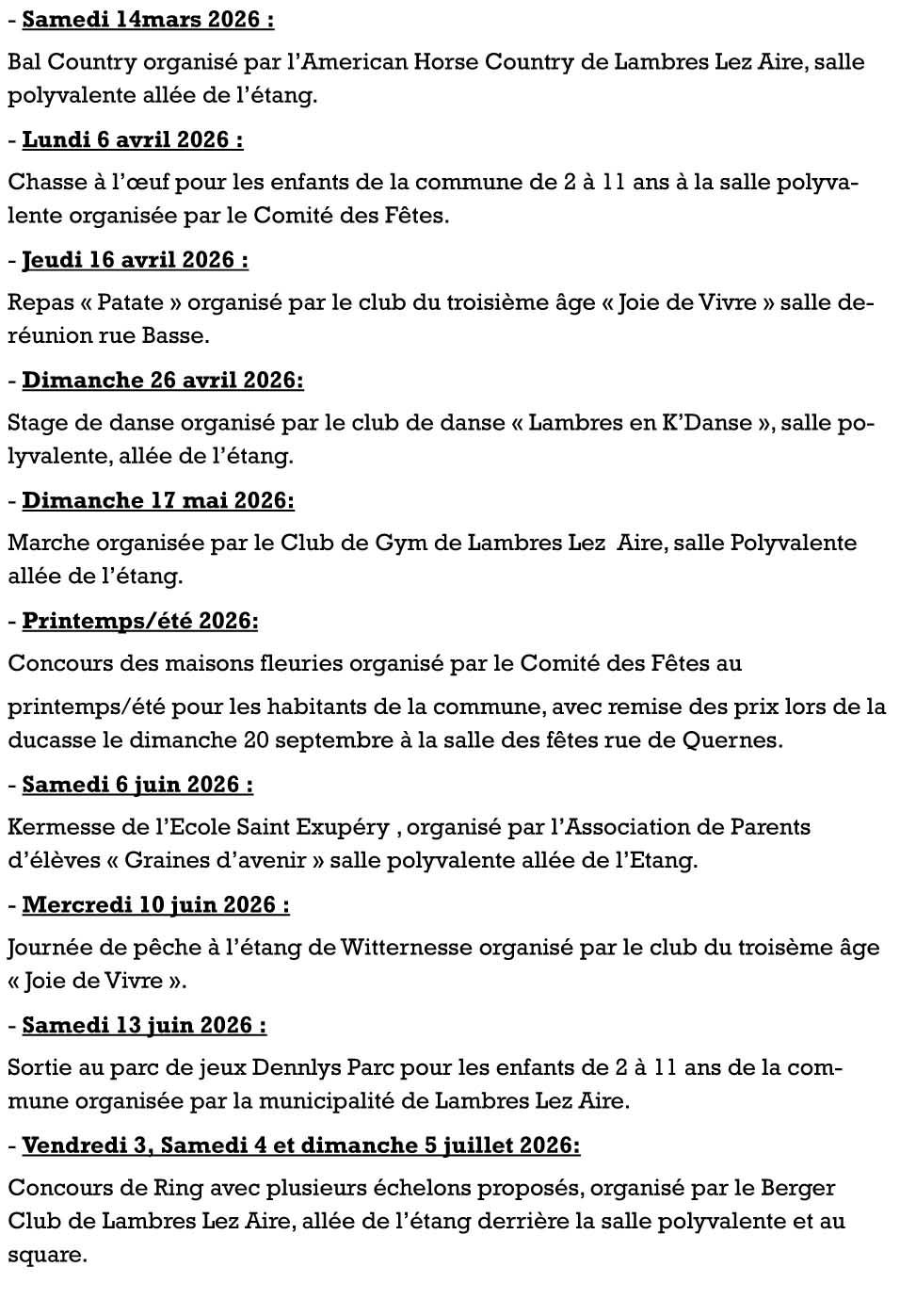 Calendrier des fetes 2026 2