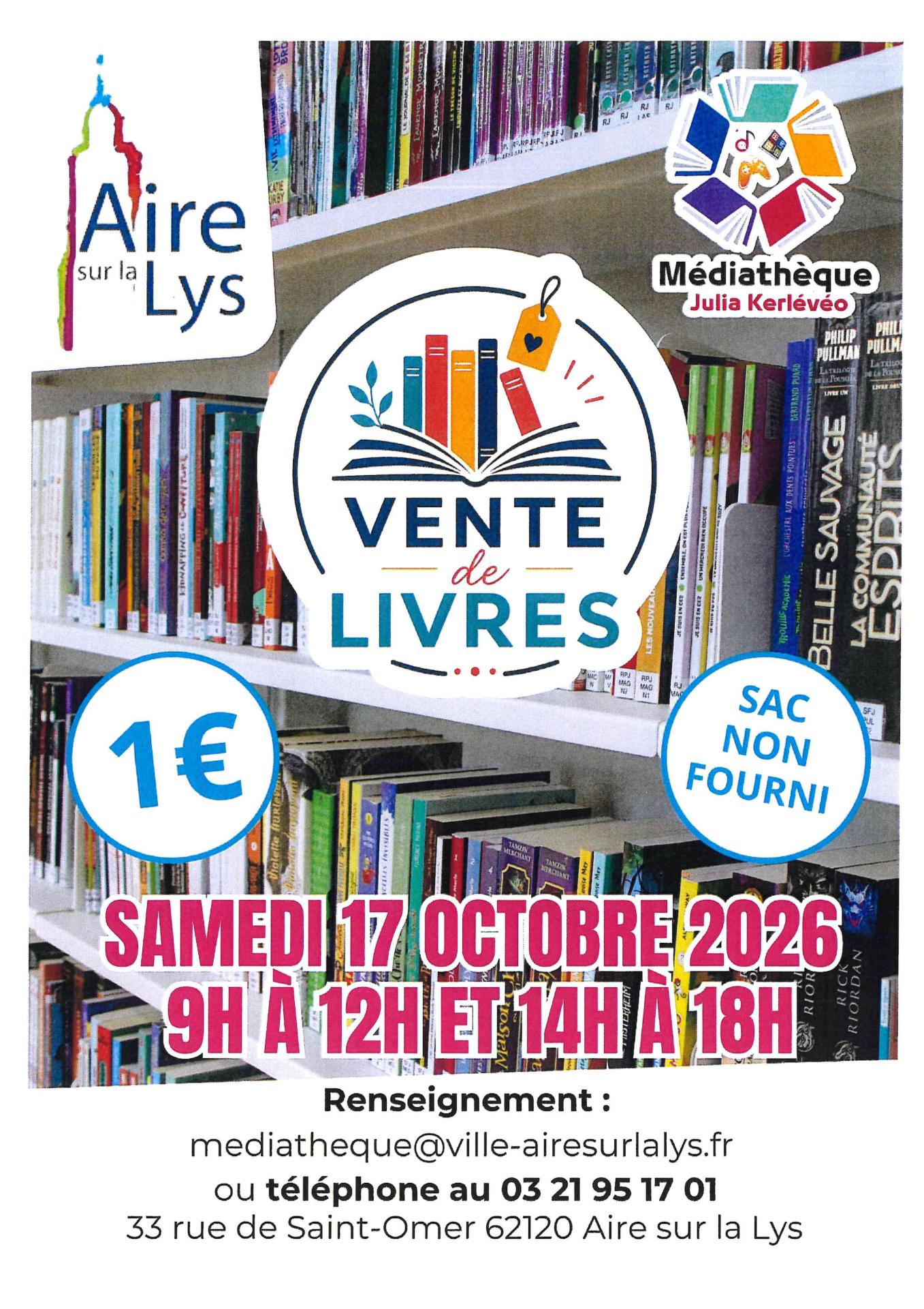 Vente de livres a la mediatheque a aire sur la lys